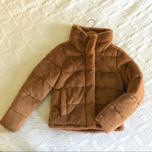 A&F Faux Fur Mini Puffer